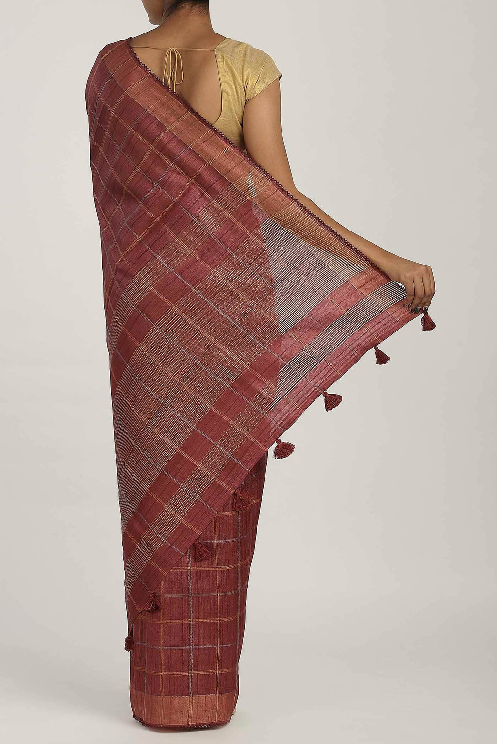 Brown Bhagalpuri Tussar Silk Saree
