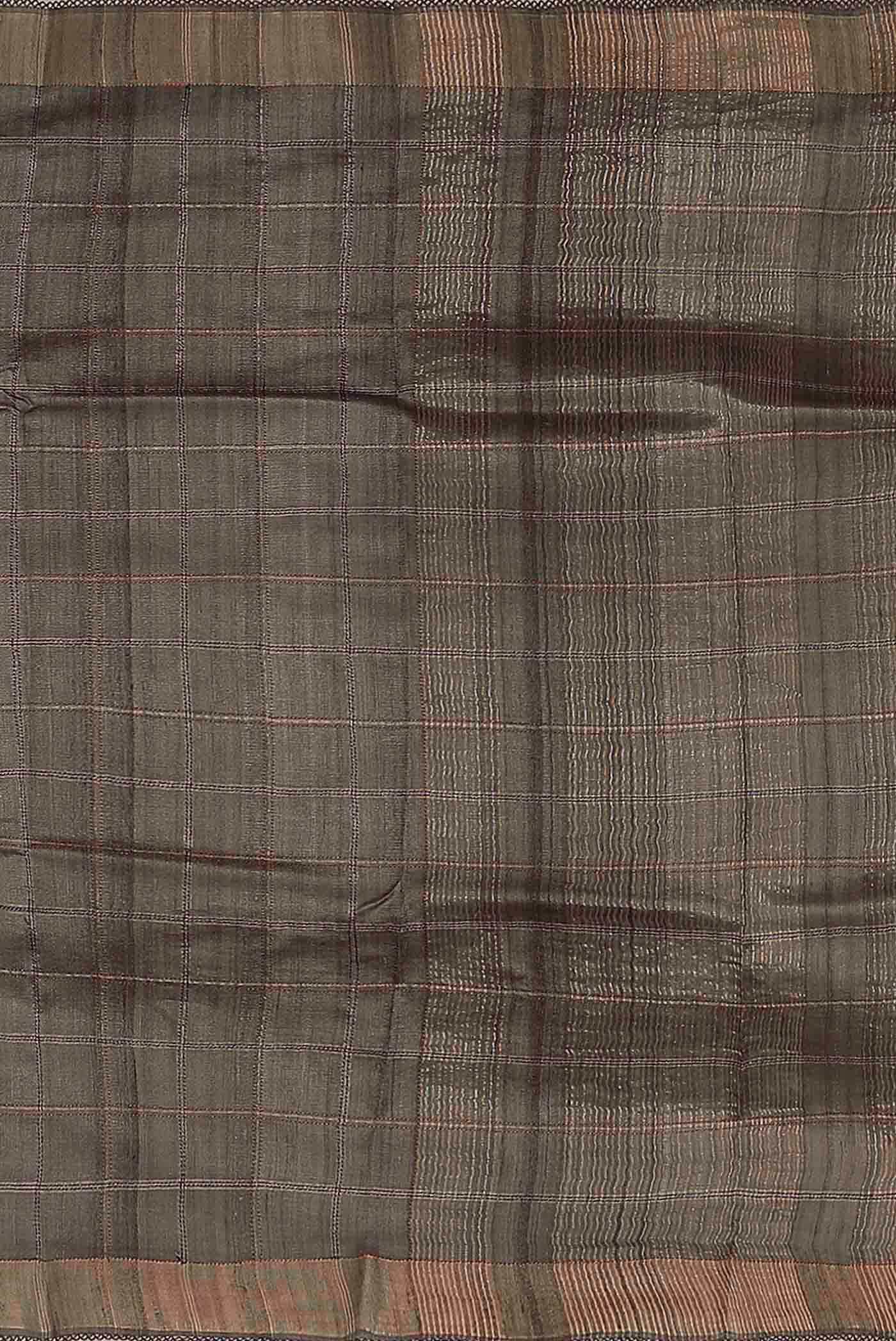 Grey Bhagalpuri Tussar Silk Saree