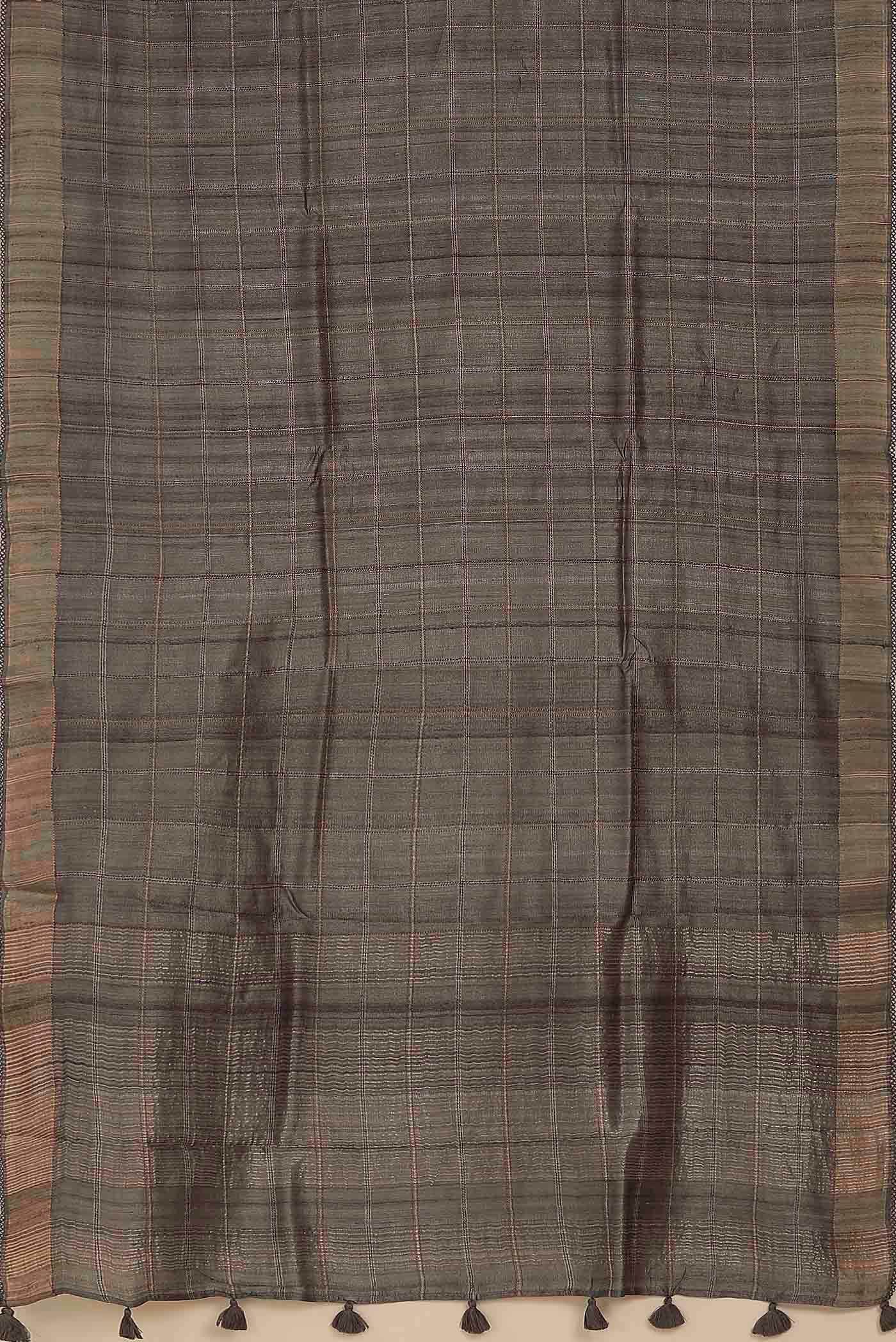 Grey Bhagalpuri Tussar Silk Saree