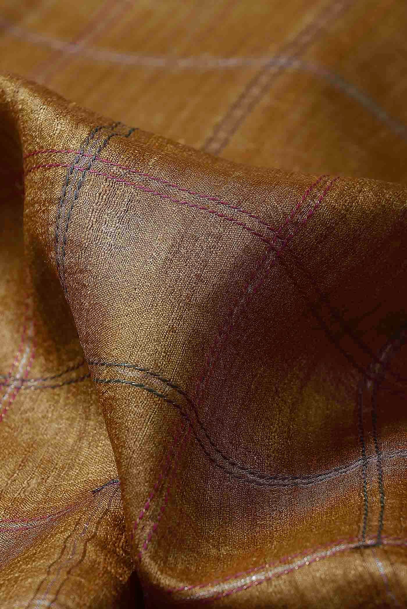 Mustard Bhagalpuri Tussar Silk Saree