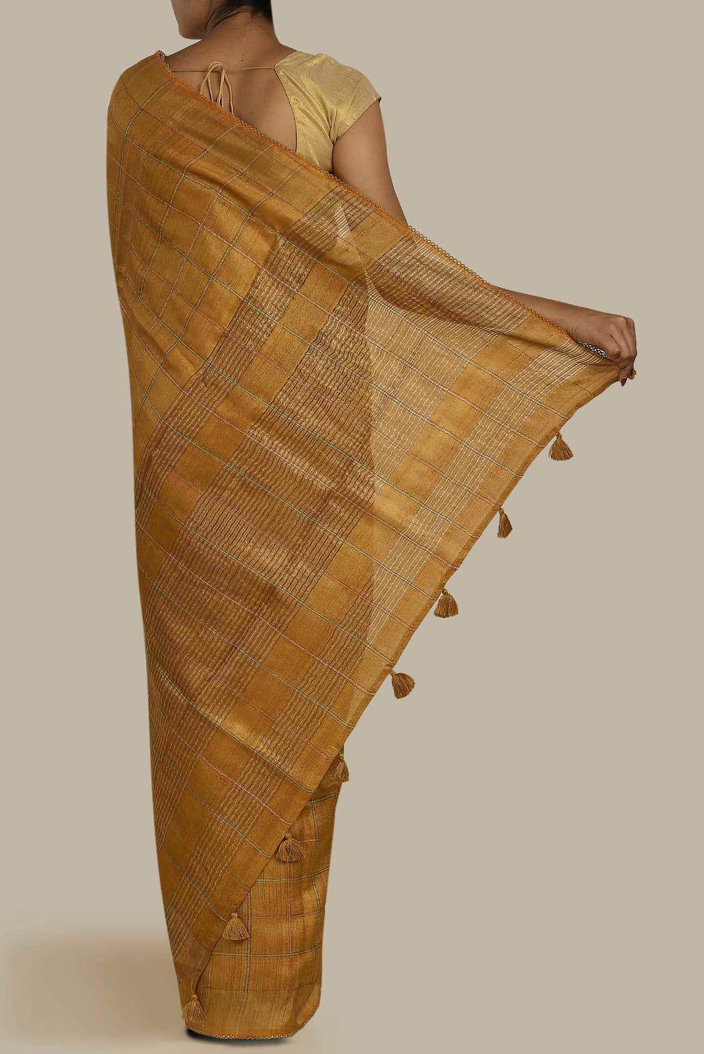 Mustard Bhagalpuri Tussar Silk Saree