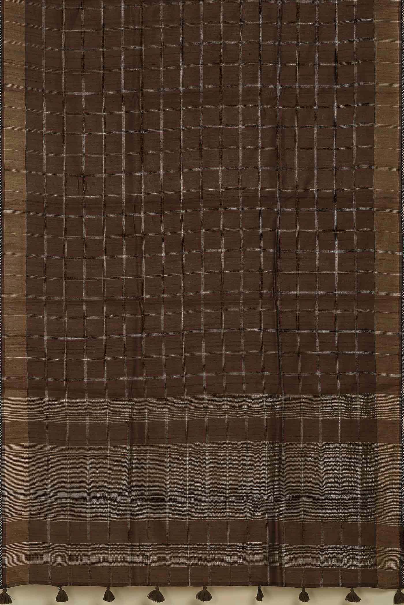 Brown Bhagalpuri Tussar Silk Saree