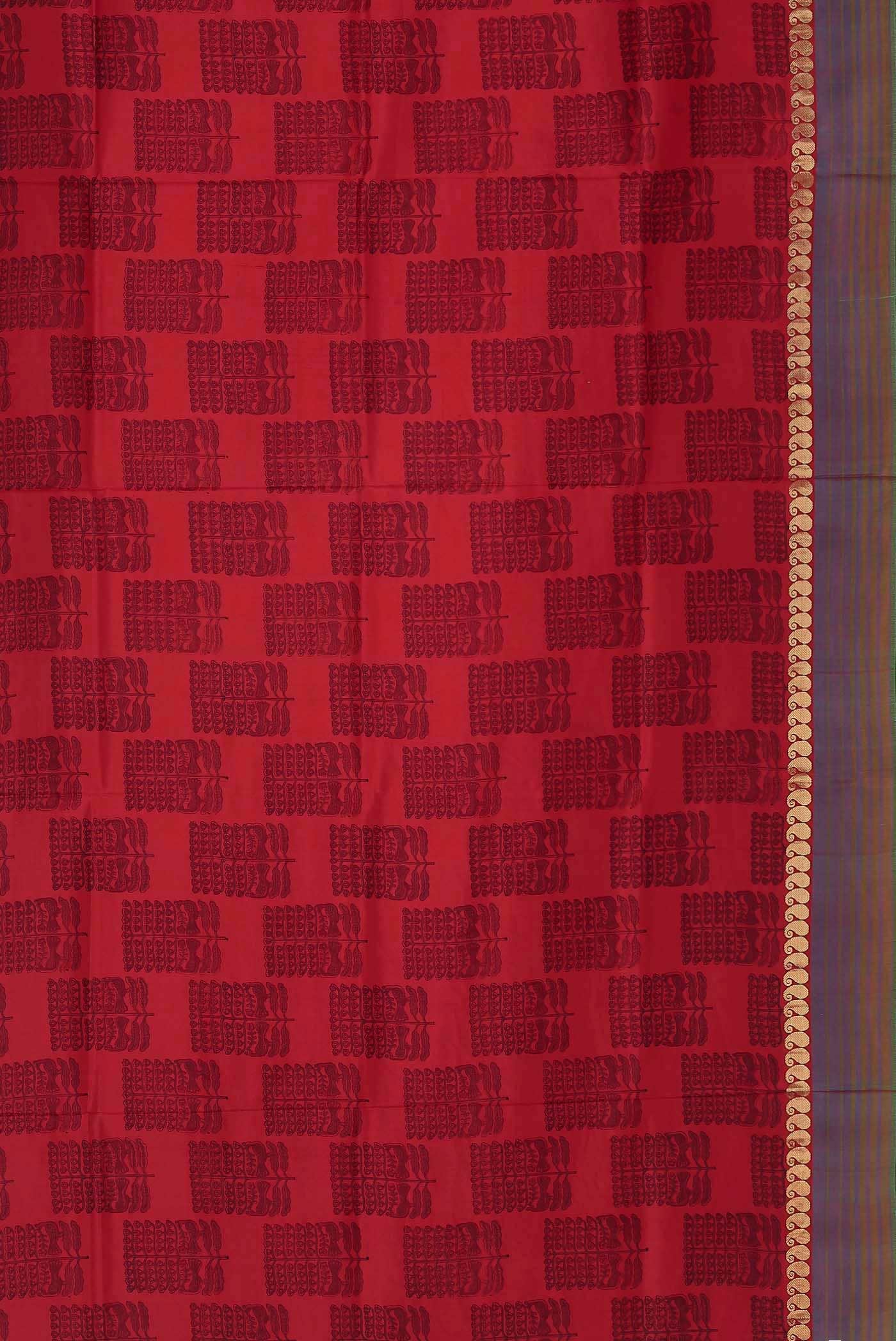 Red Printed Silk Saree