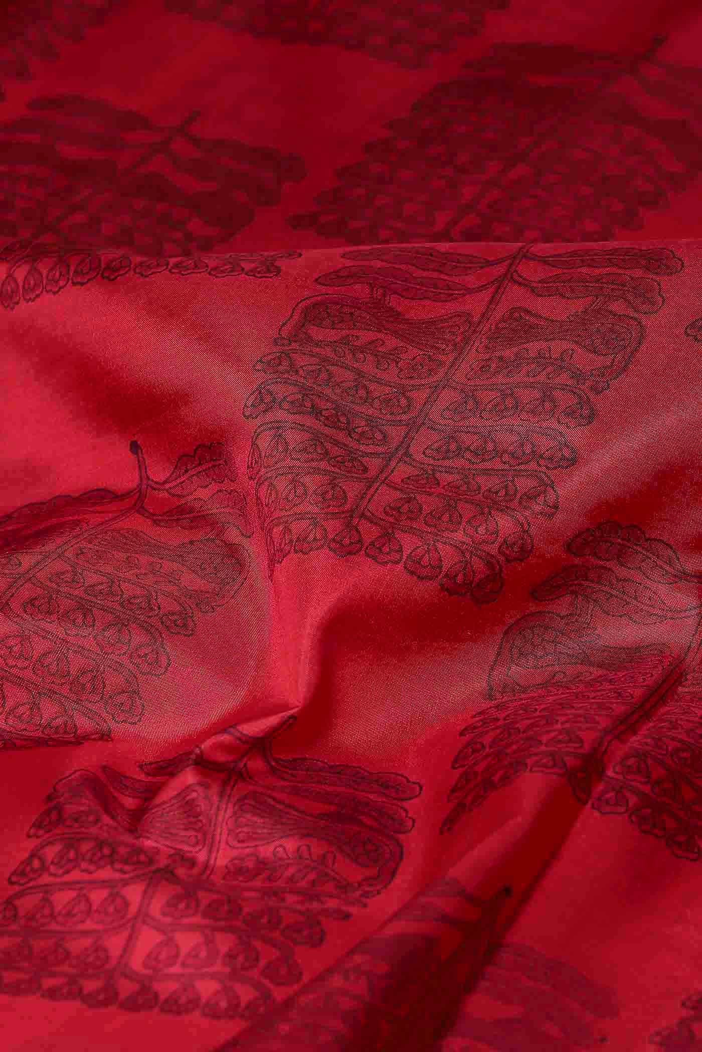 Red Printed Silk Saree