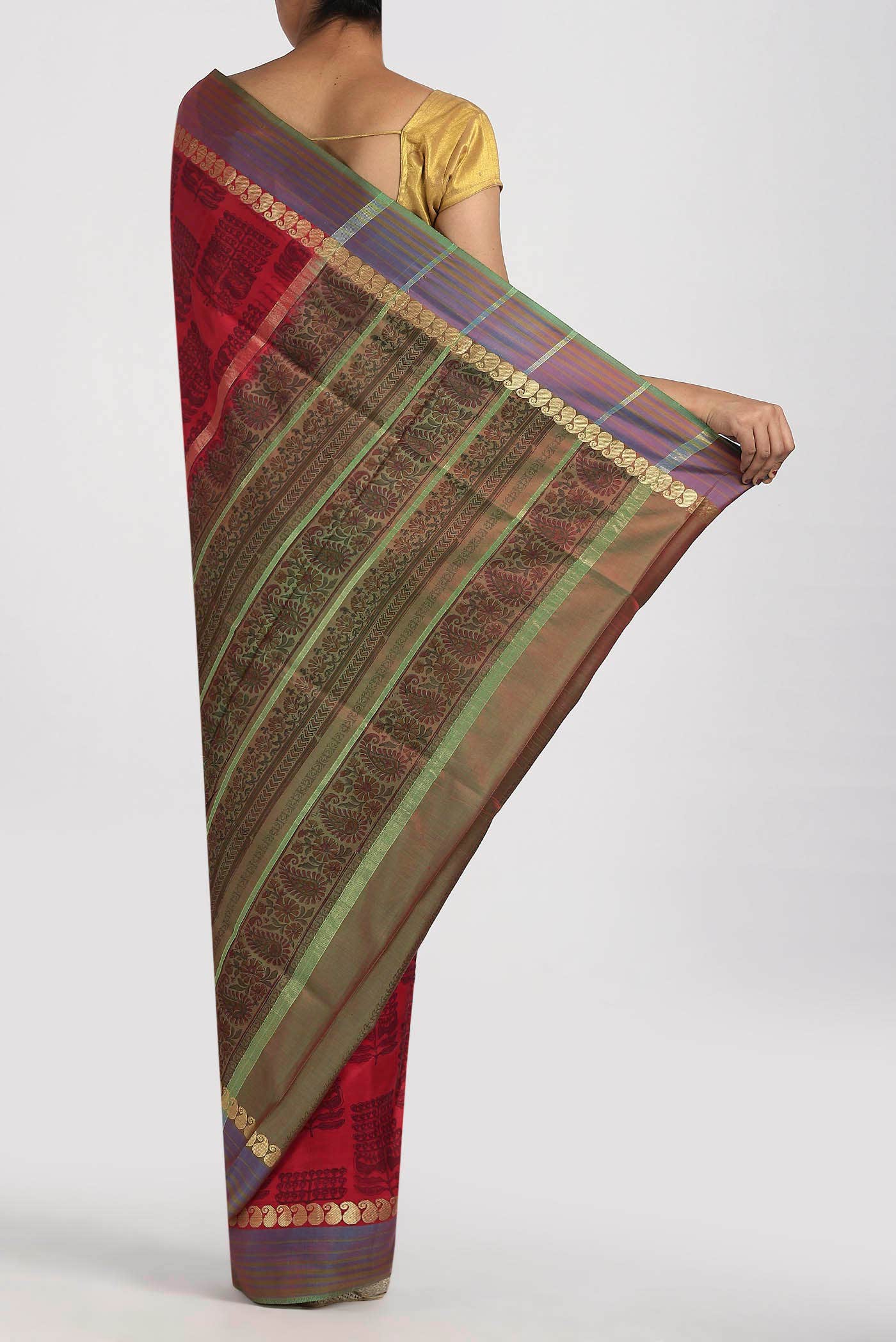 Red Printed Silk Saree