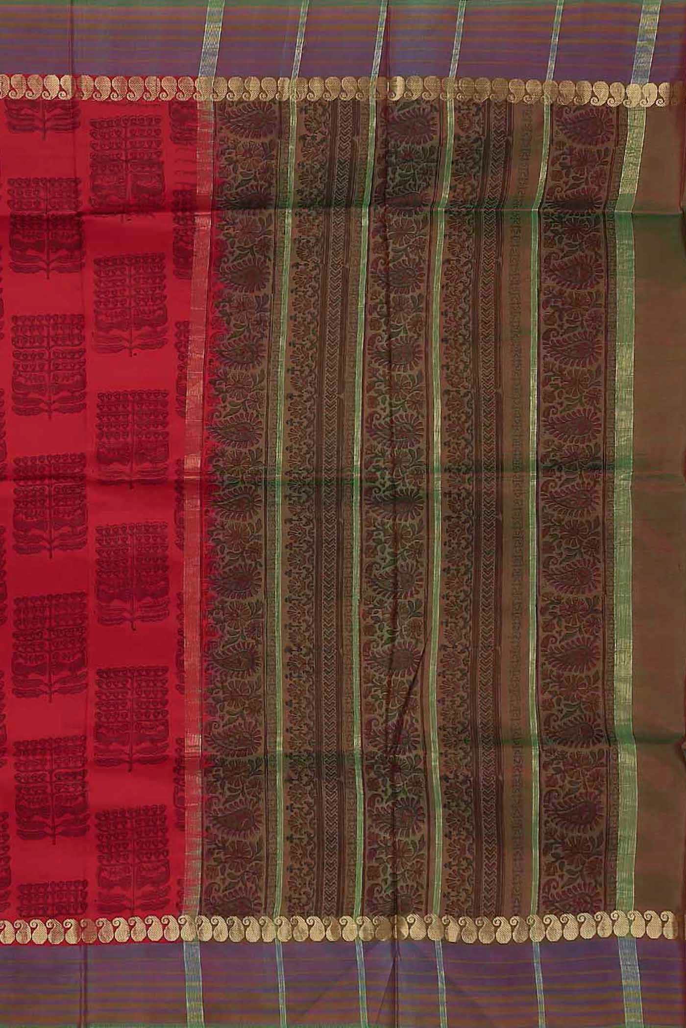Red Printed Silk Saree