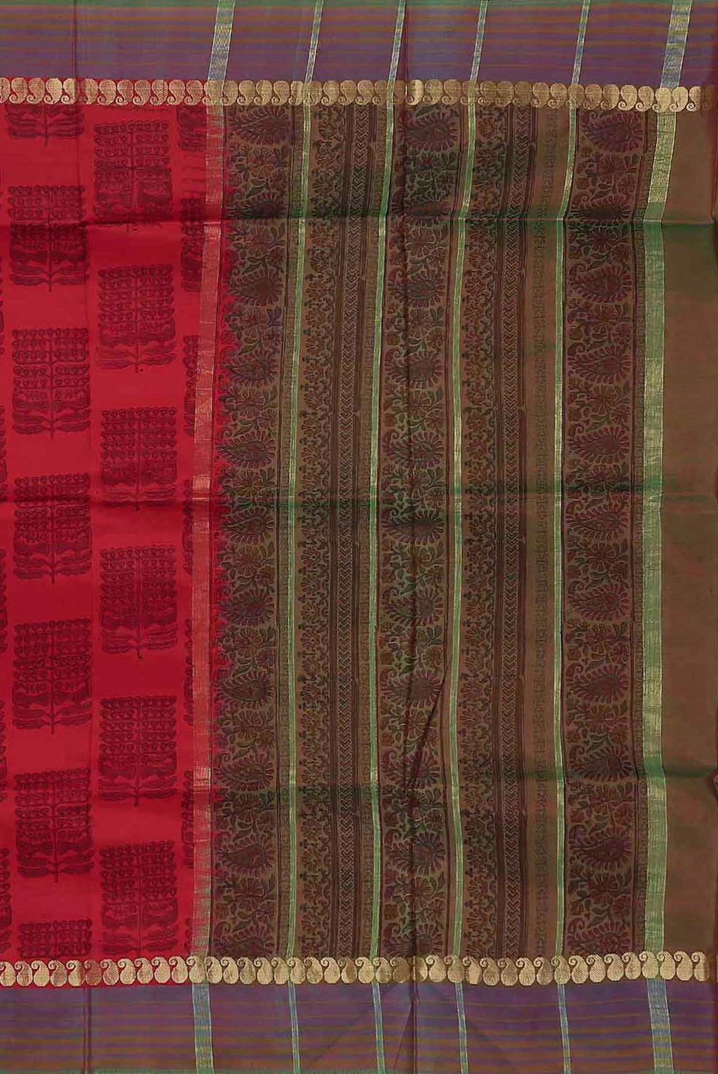 Red Printed Silk Saree