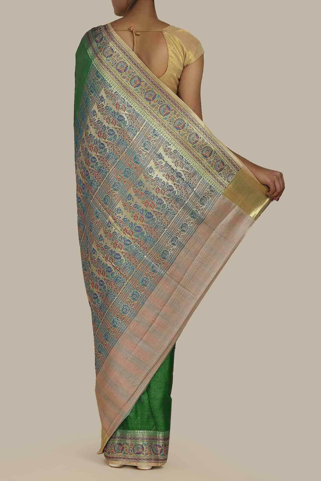 Green Banarasi Tussar Silk Saree