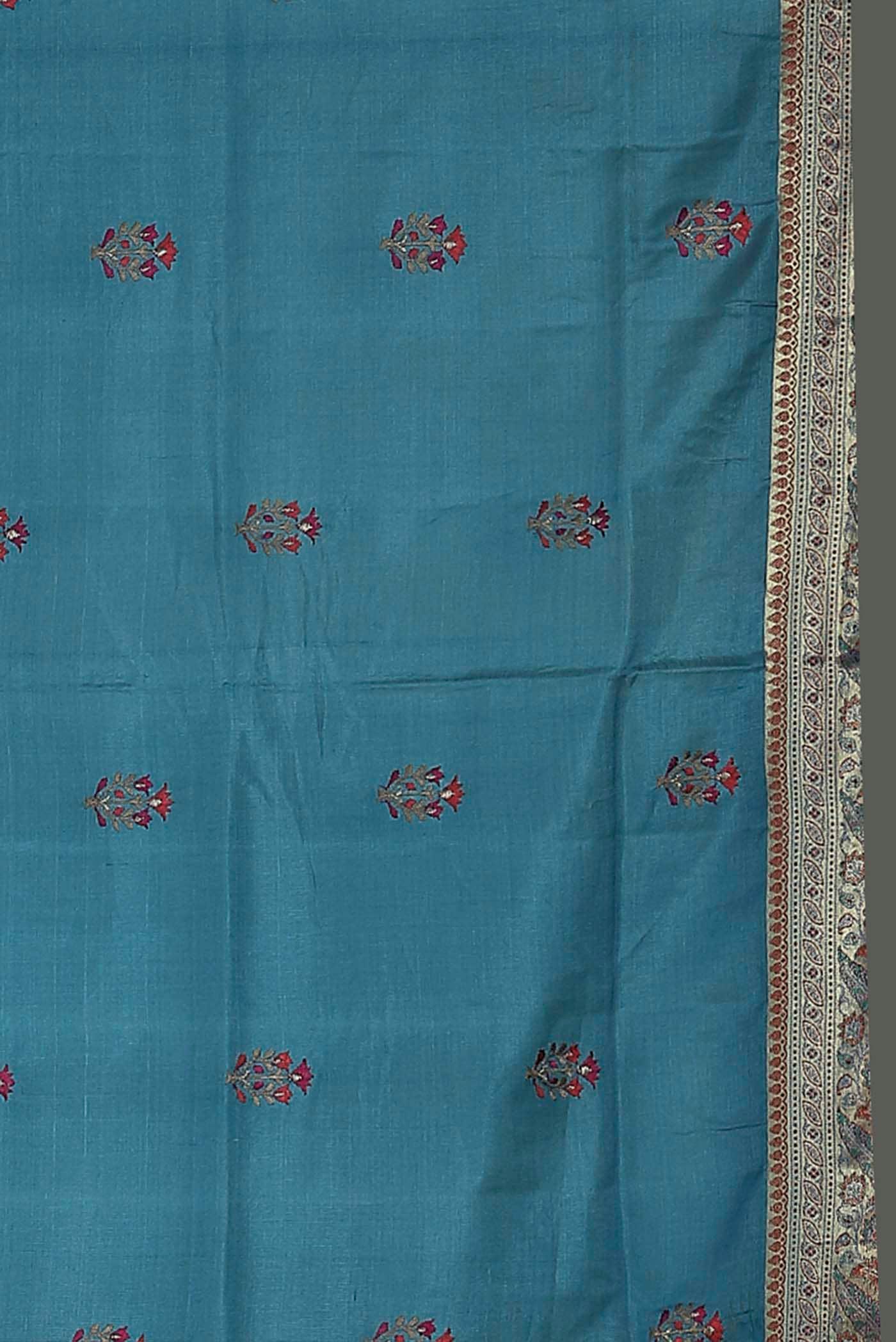 Blue Banarasi Tussar Silk Saree