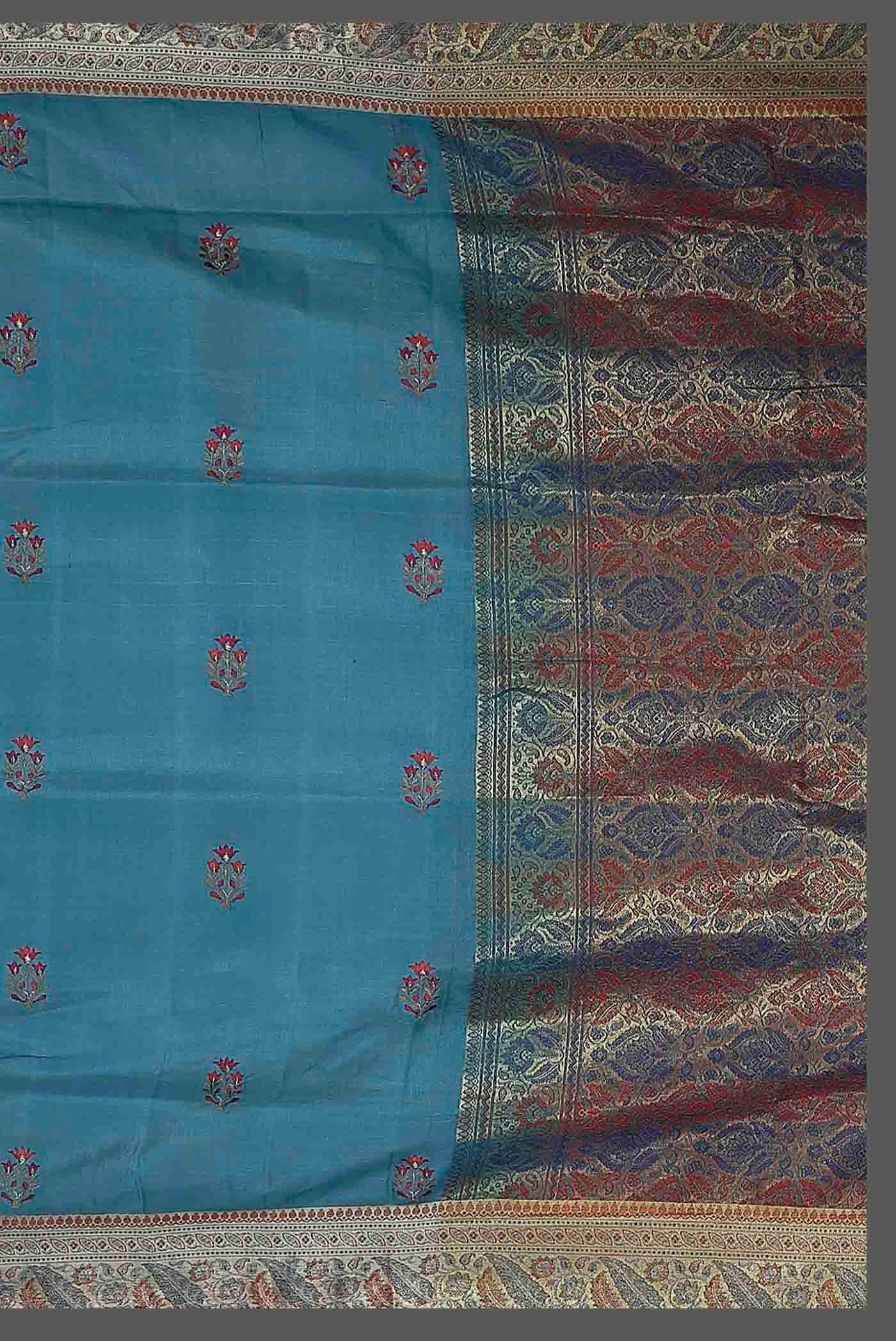 Blue Banarasi Tussar Silk Saree