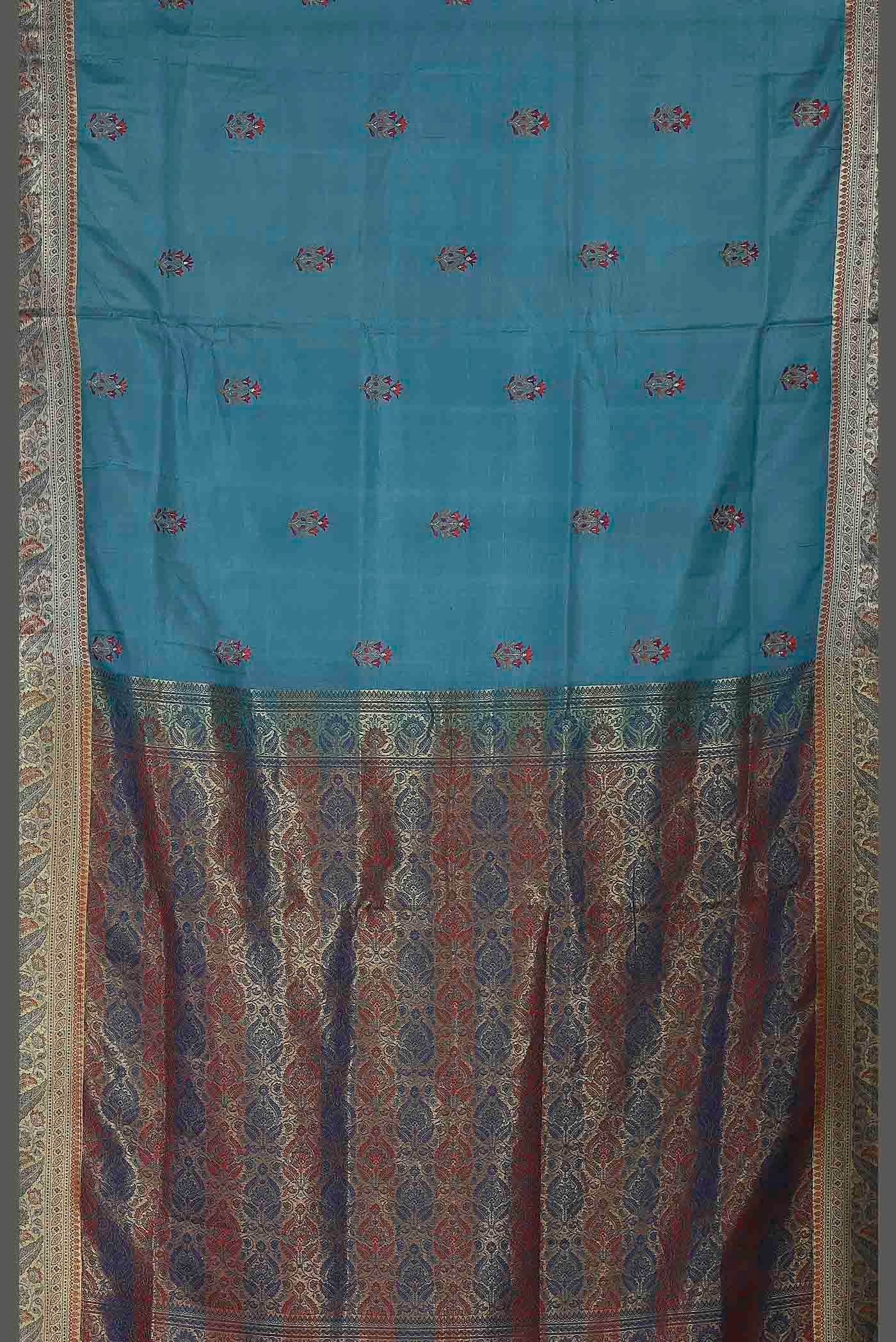 Blue Banarasi Tussar Silk Saree