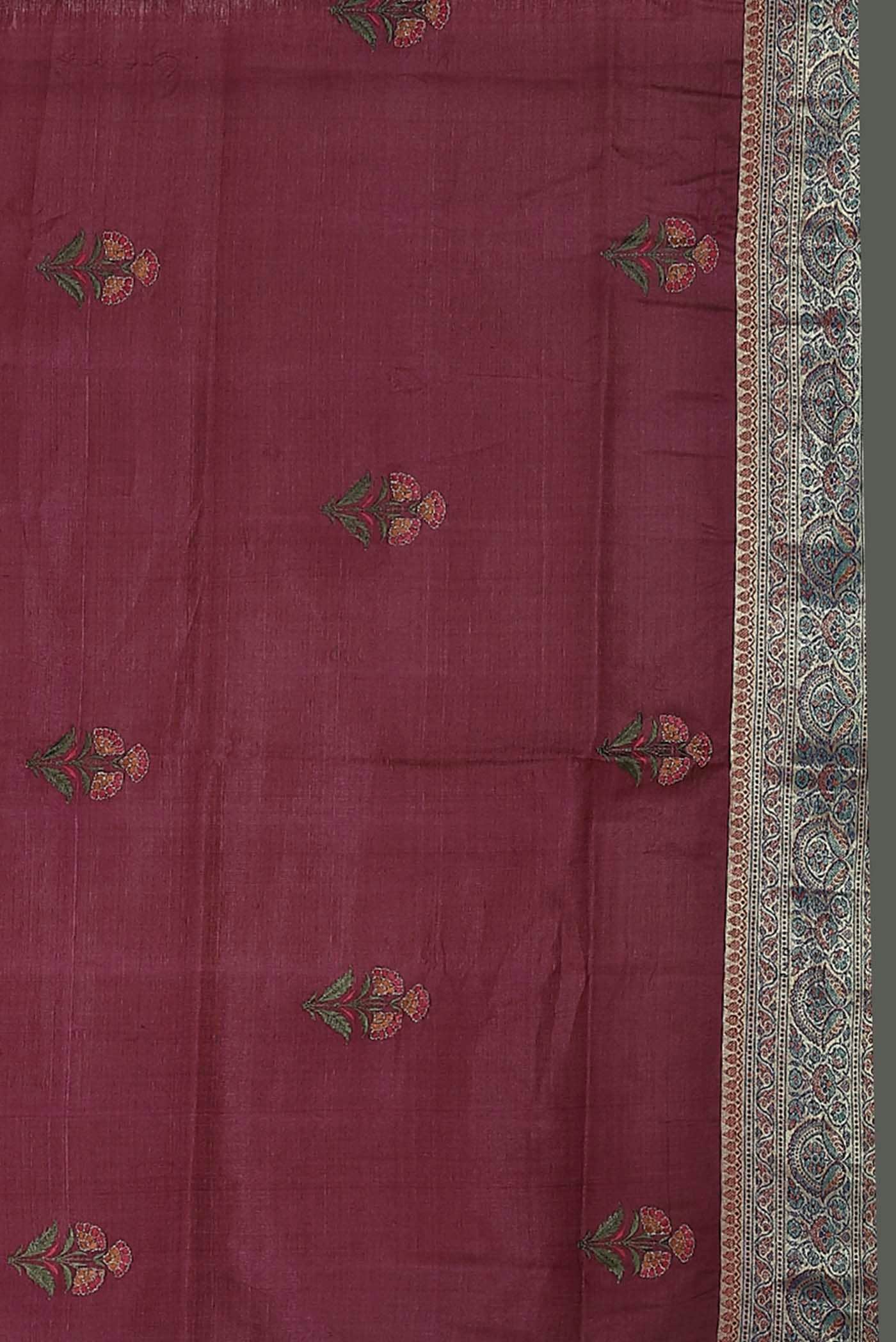 Maroon Banarasi Tussar Silk Saree