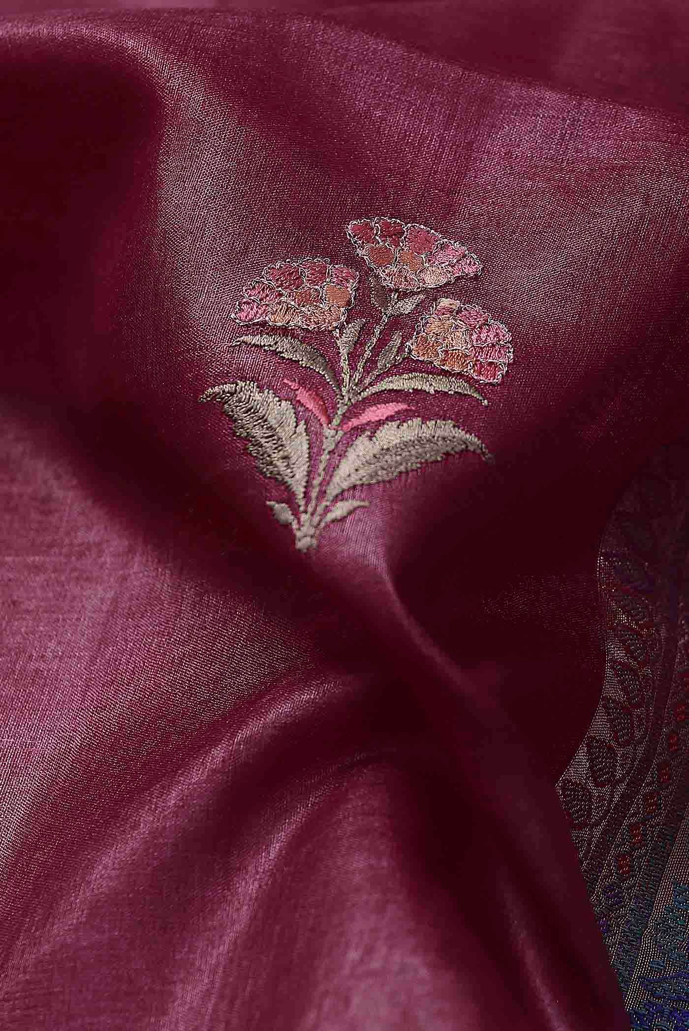Maroon Banarasi Tussar Silk Saree