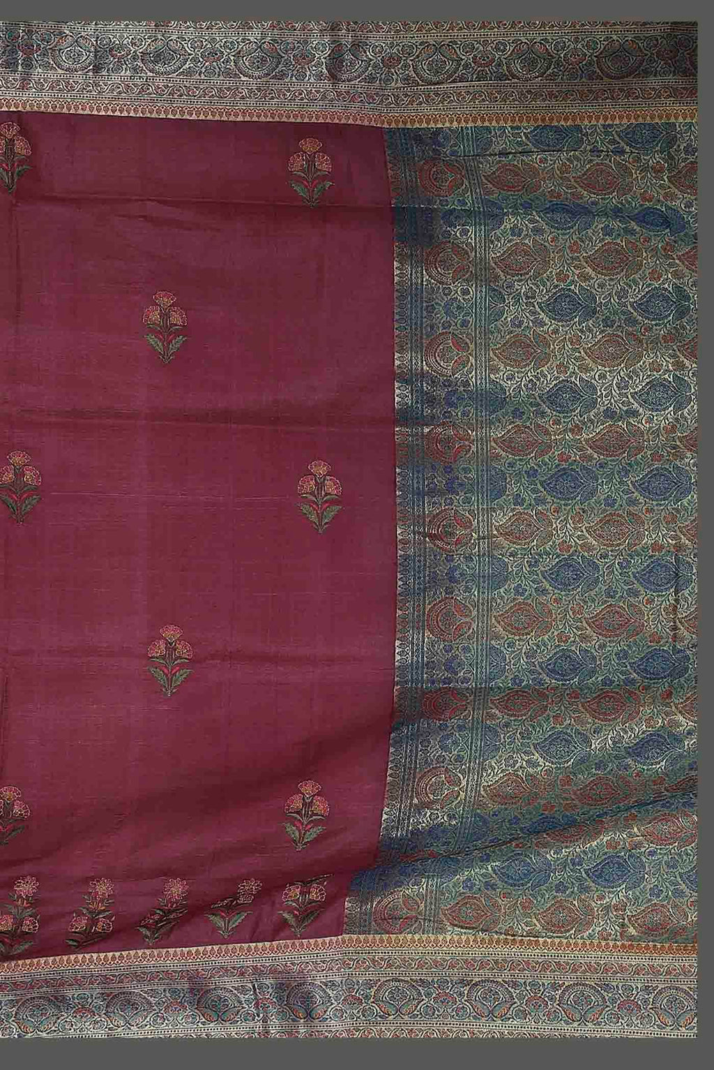 Maroon Banarasi Tussar Silk Saree