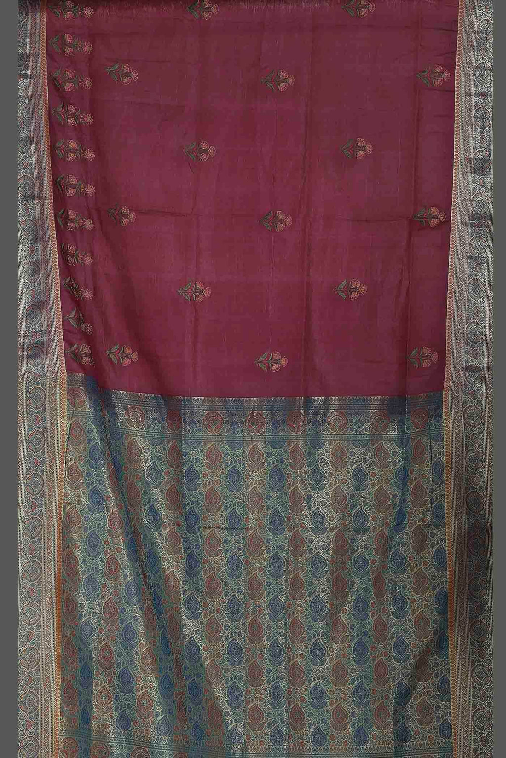 Maroon Banarasi Tussar Silk Saree