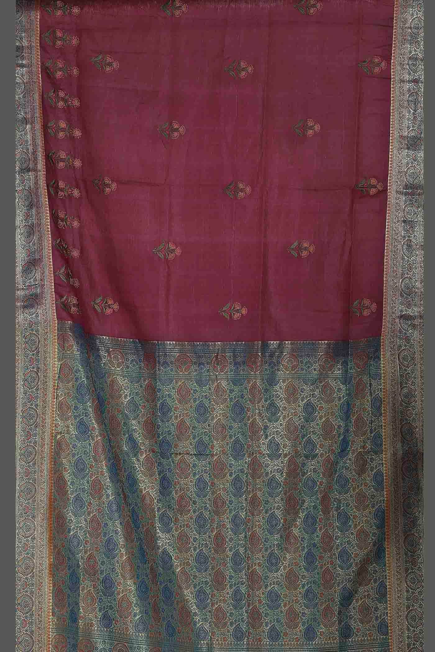 Maroon Banarasi Tussar Silk Saree