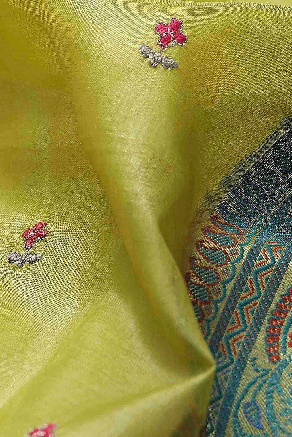 Green Banarasi Tussar Silk Saree