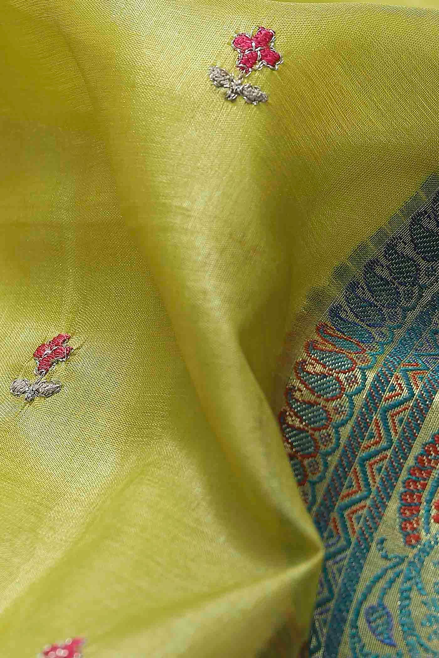 Green Banarasi Tussar Silk Saree