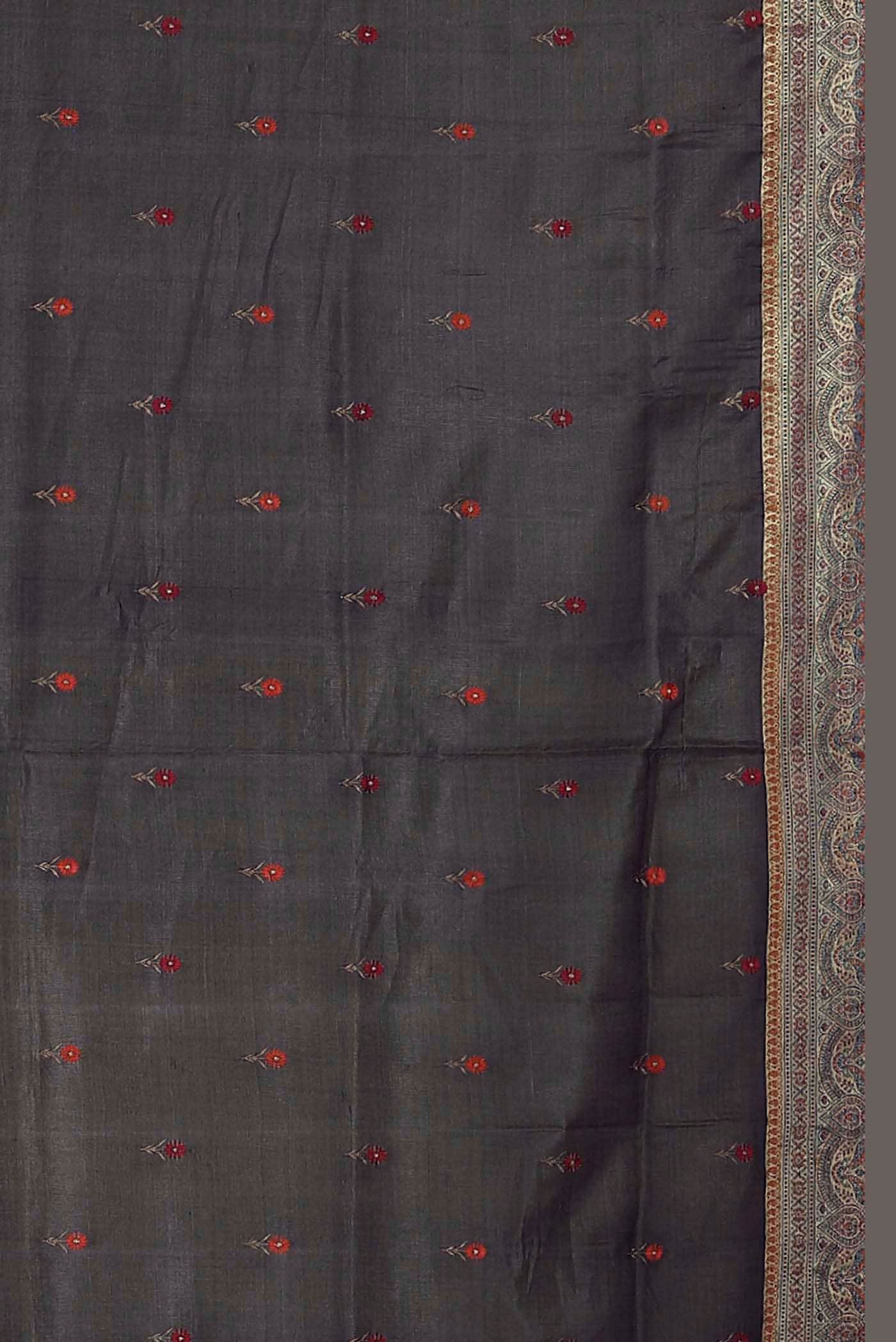 Black Banarasi Tussar Silk Saree