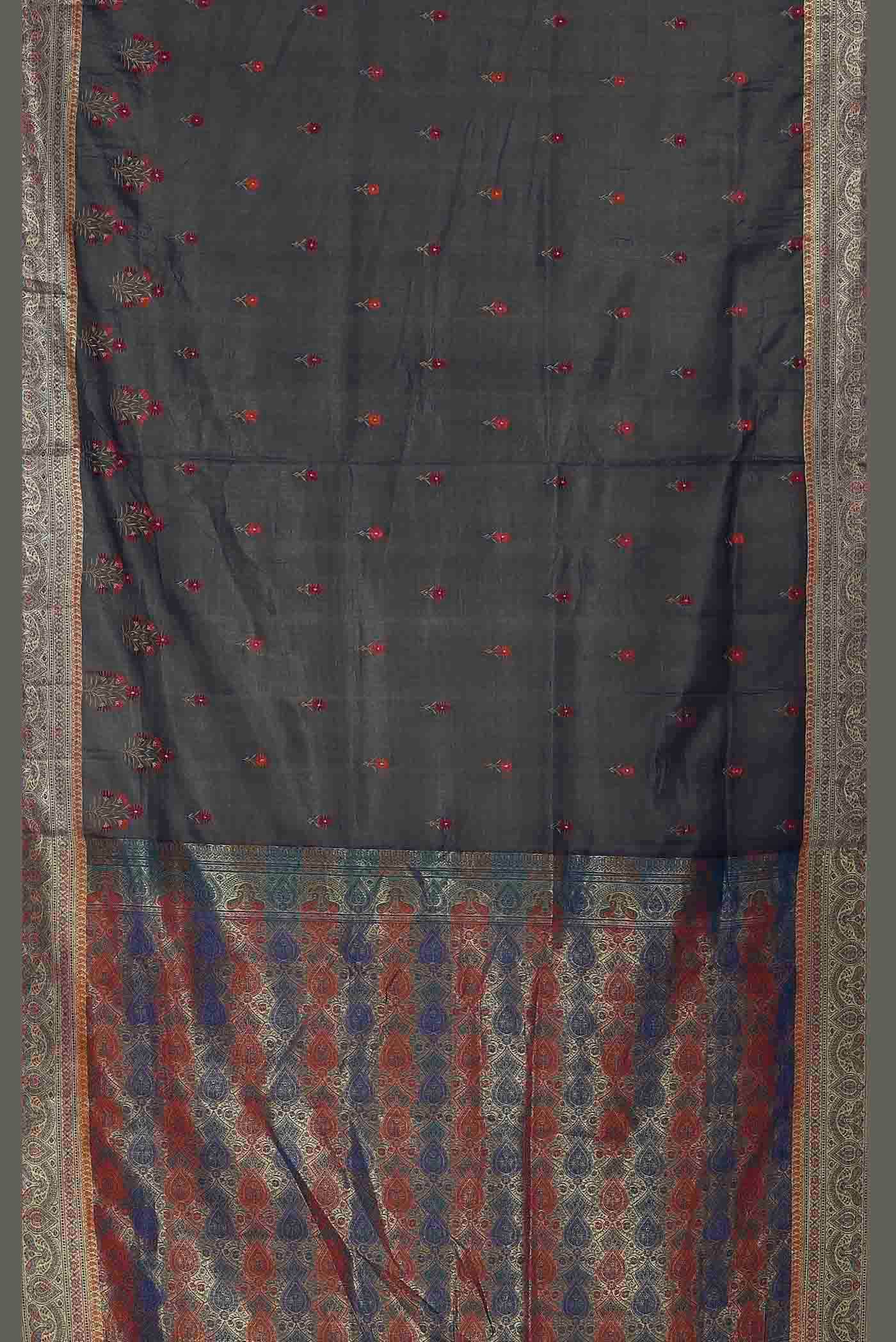 Black Banarasi Tussar Silk Saree