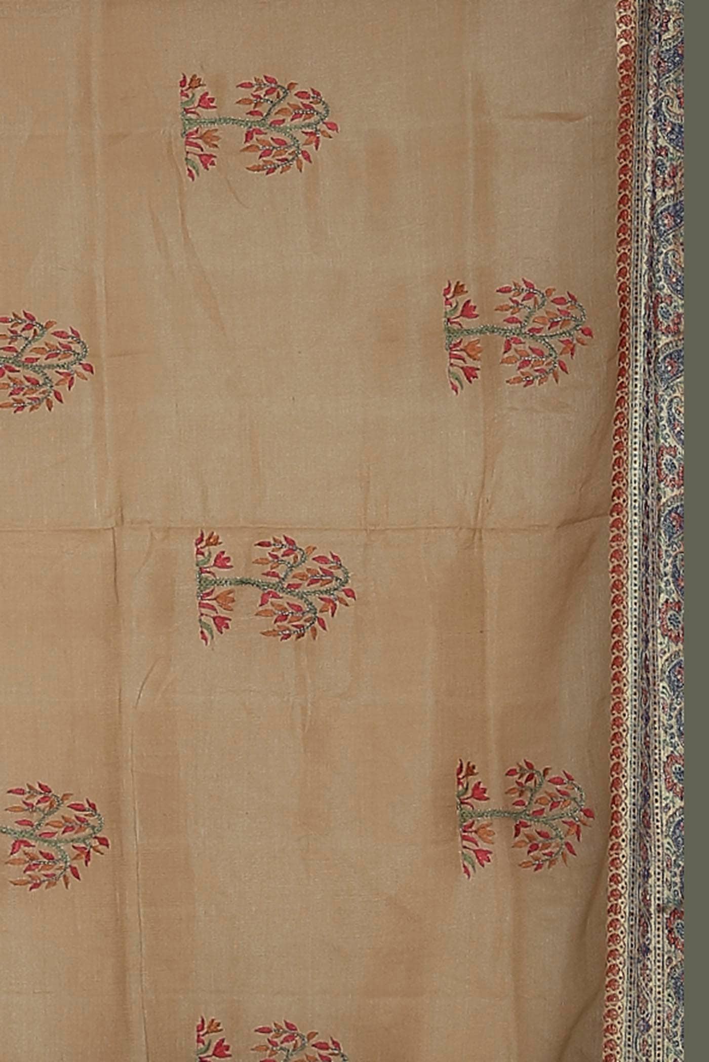 Beige Banarasi Tussar Silk Saree