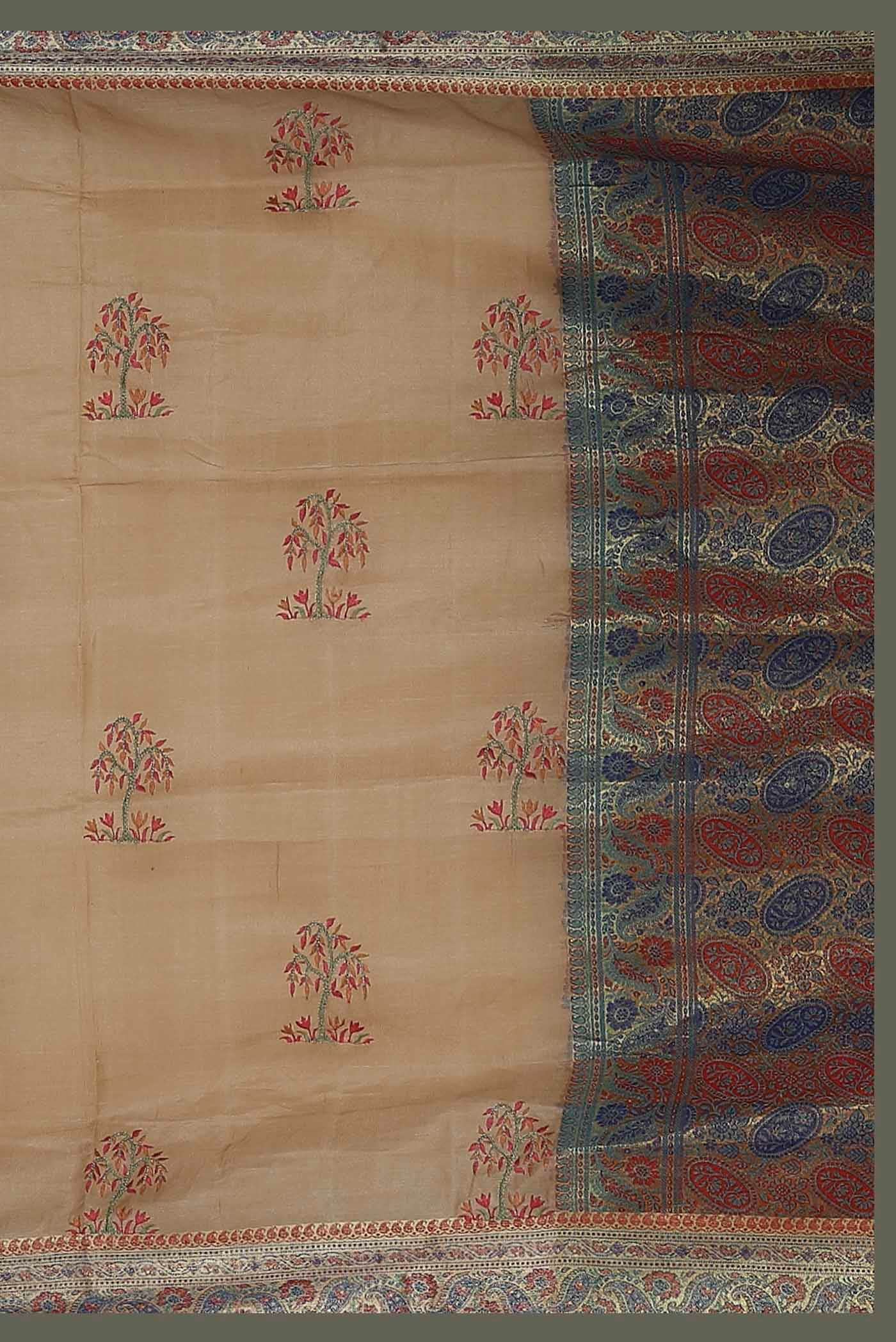 Beige Banarasi Tussar Silk Saree