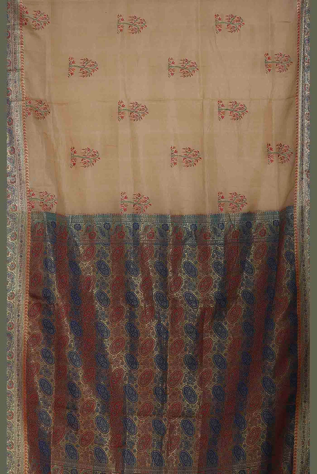 Beige Banarasi Tussar Silk Saree