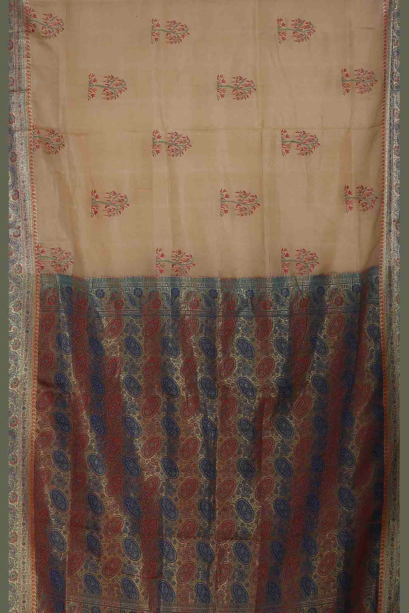 Beige Banarasi Tussar Silk Saree