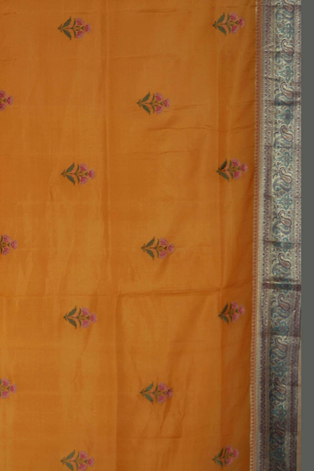 Orange Banarasi Tussar Silk Saree