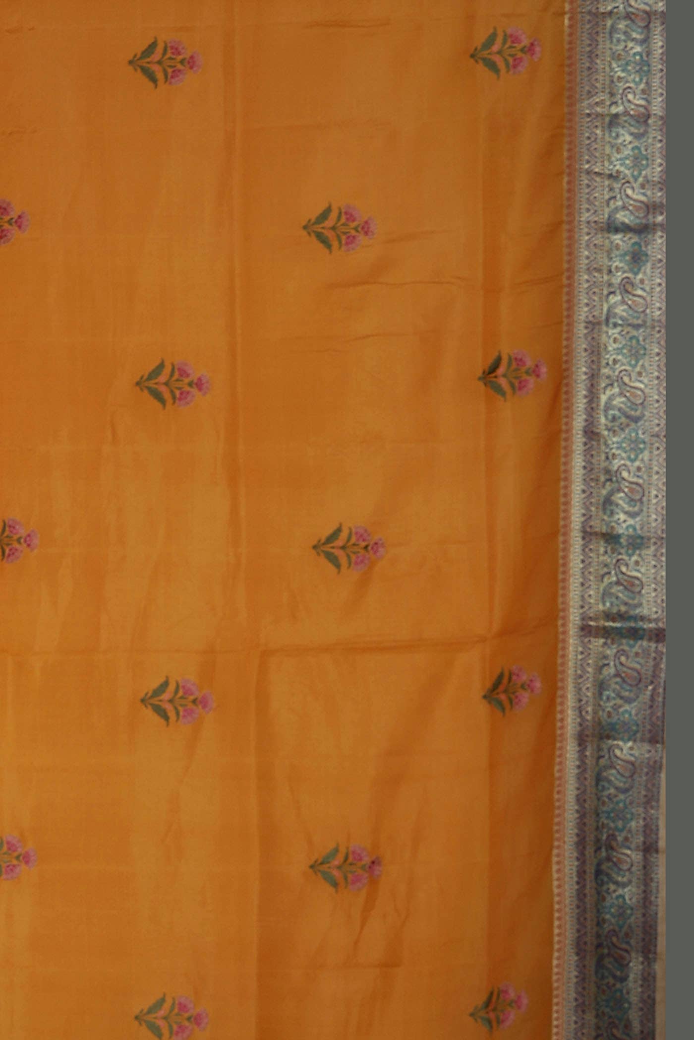 Orange Banarasi Tussar Silk Saree