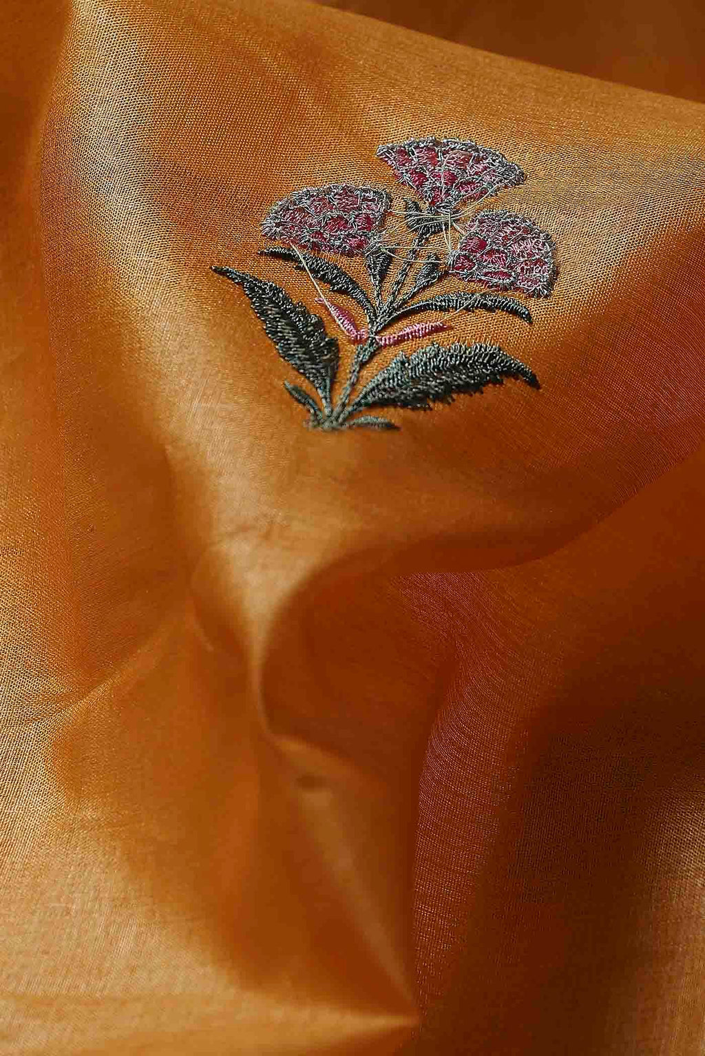Orange Banarasi Tussar Silk Saree