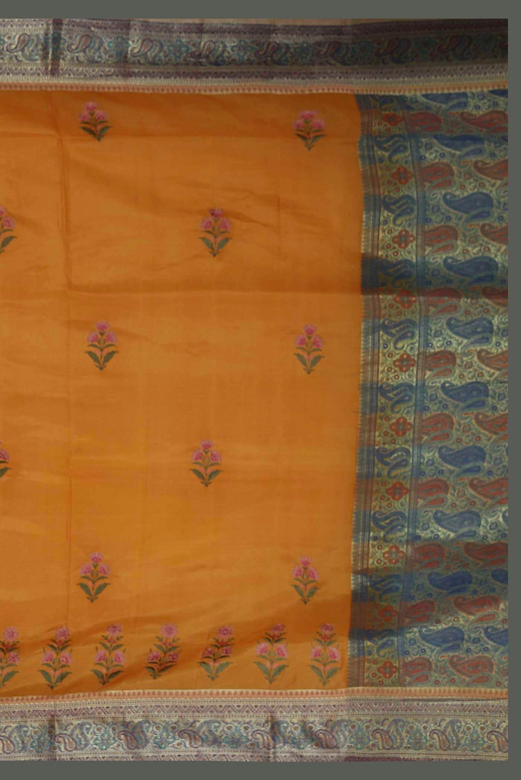 Orange Banarasi Tussar Silk Saree