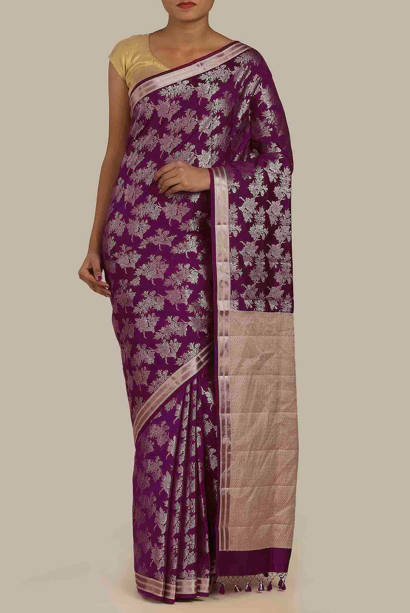 Magenta Banarasi Raw Silk Saree