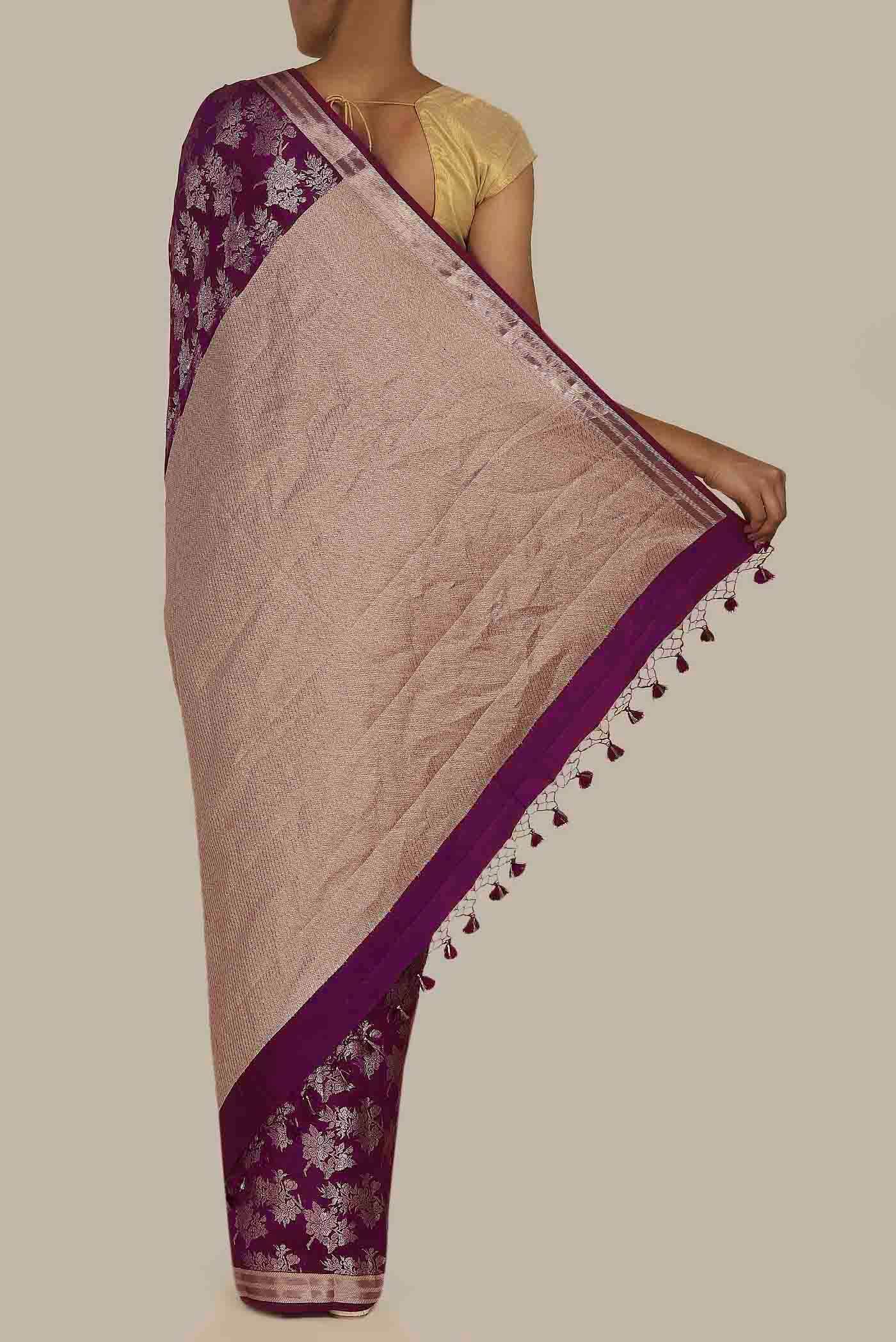 Magenta Banarasi Raw Silk Saree