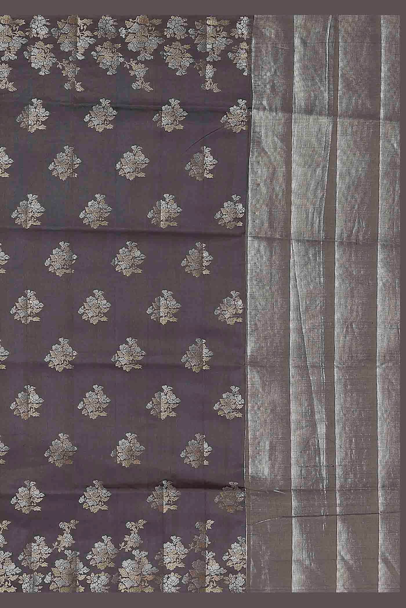 Grey Banarasi Raw Silk Saree