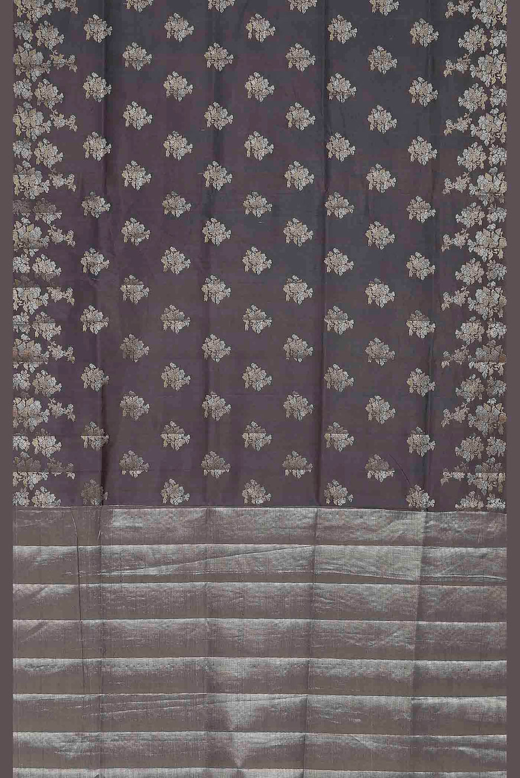Grey Banarasi Raw Silk Saree