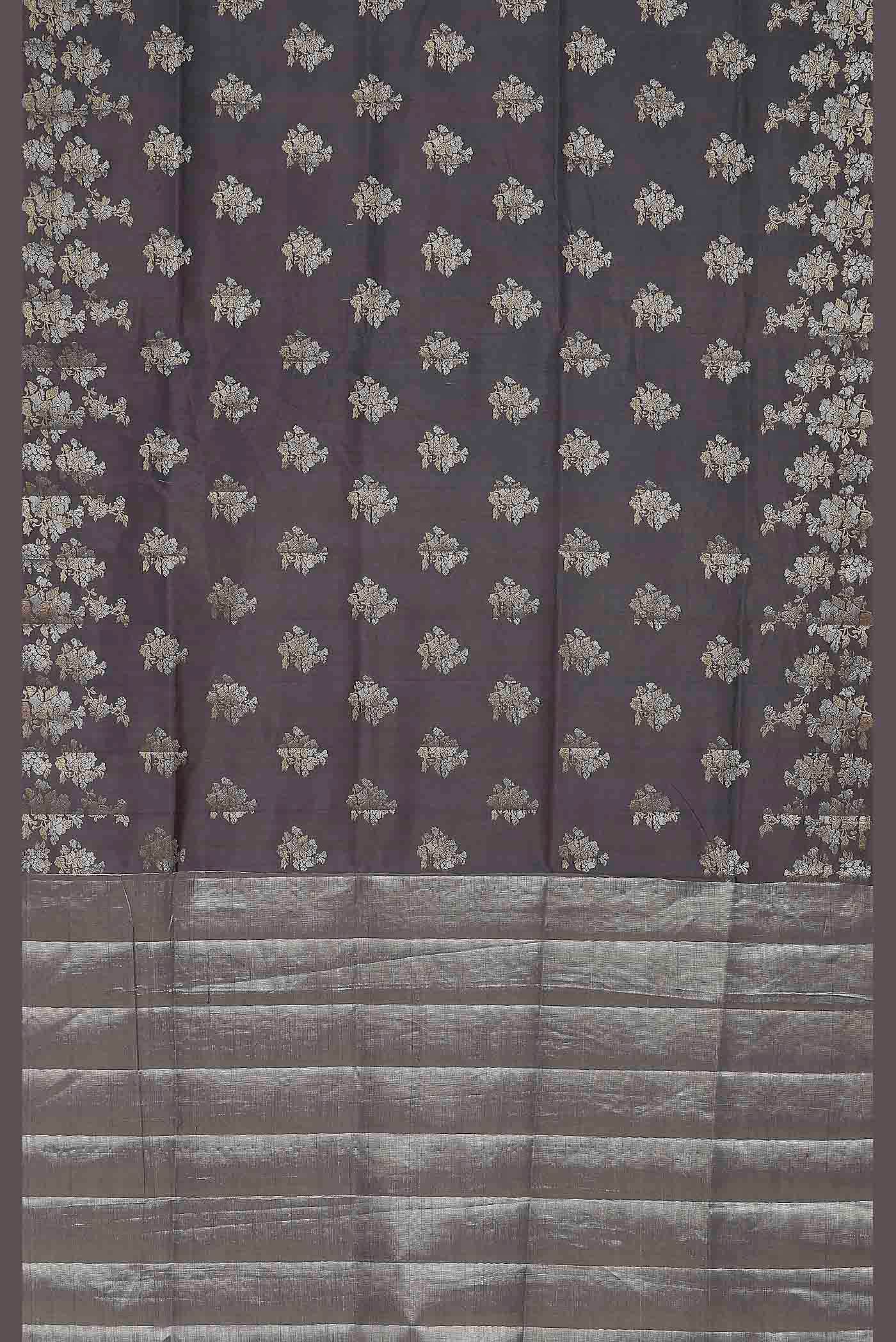 Grey Banarasi Raw Silk Saree