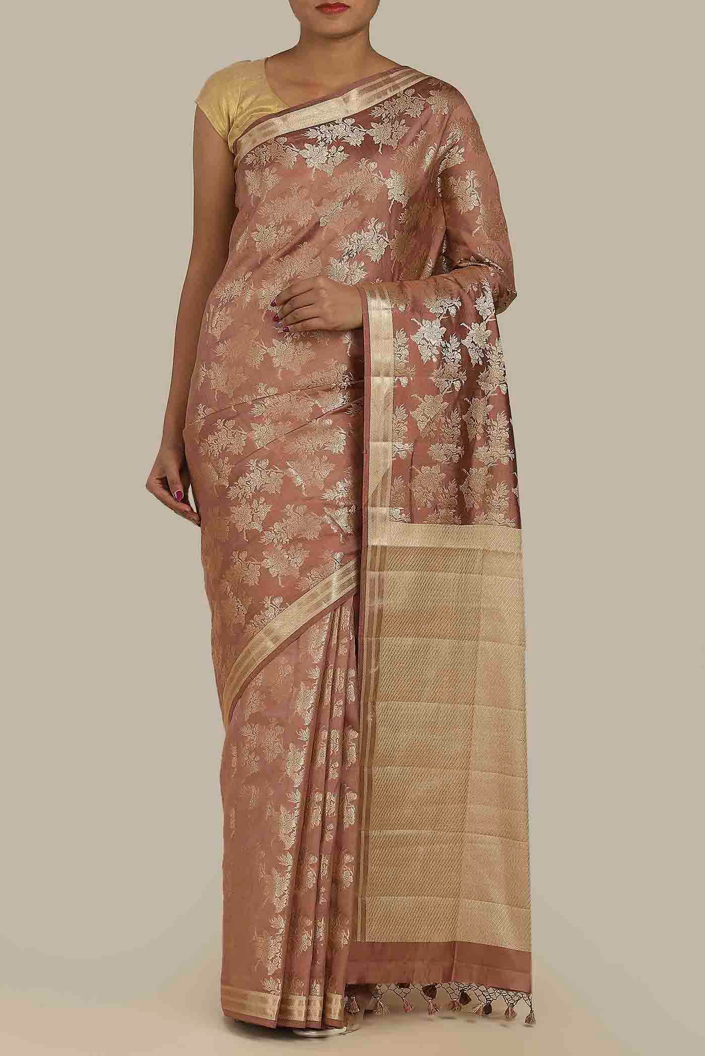 Brown Banarasi Raw Silk Saree