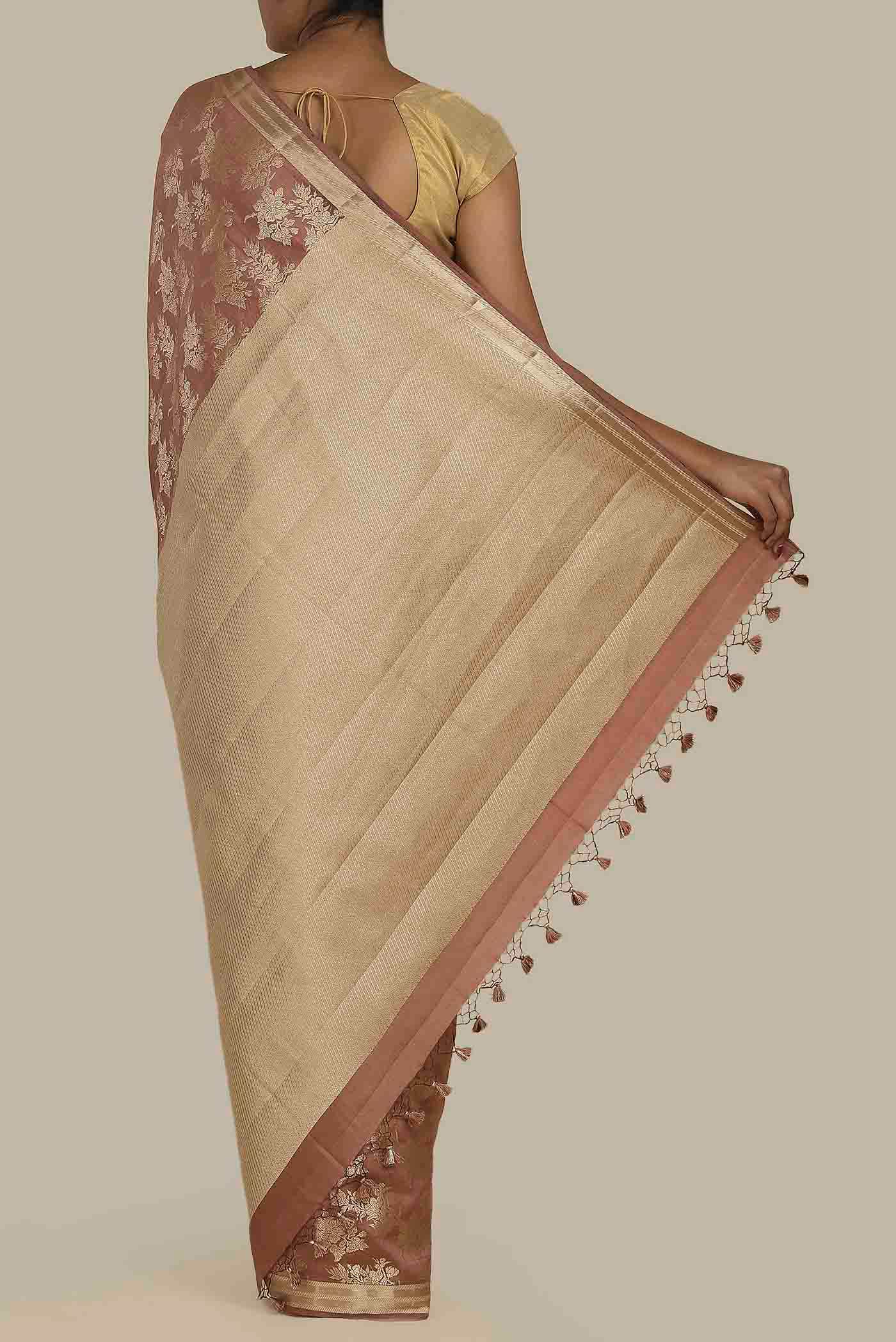 Brown Banarasi Raw Silk Saree