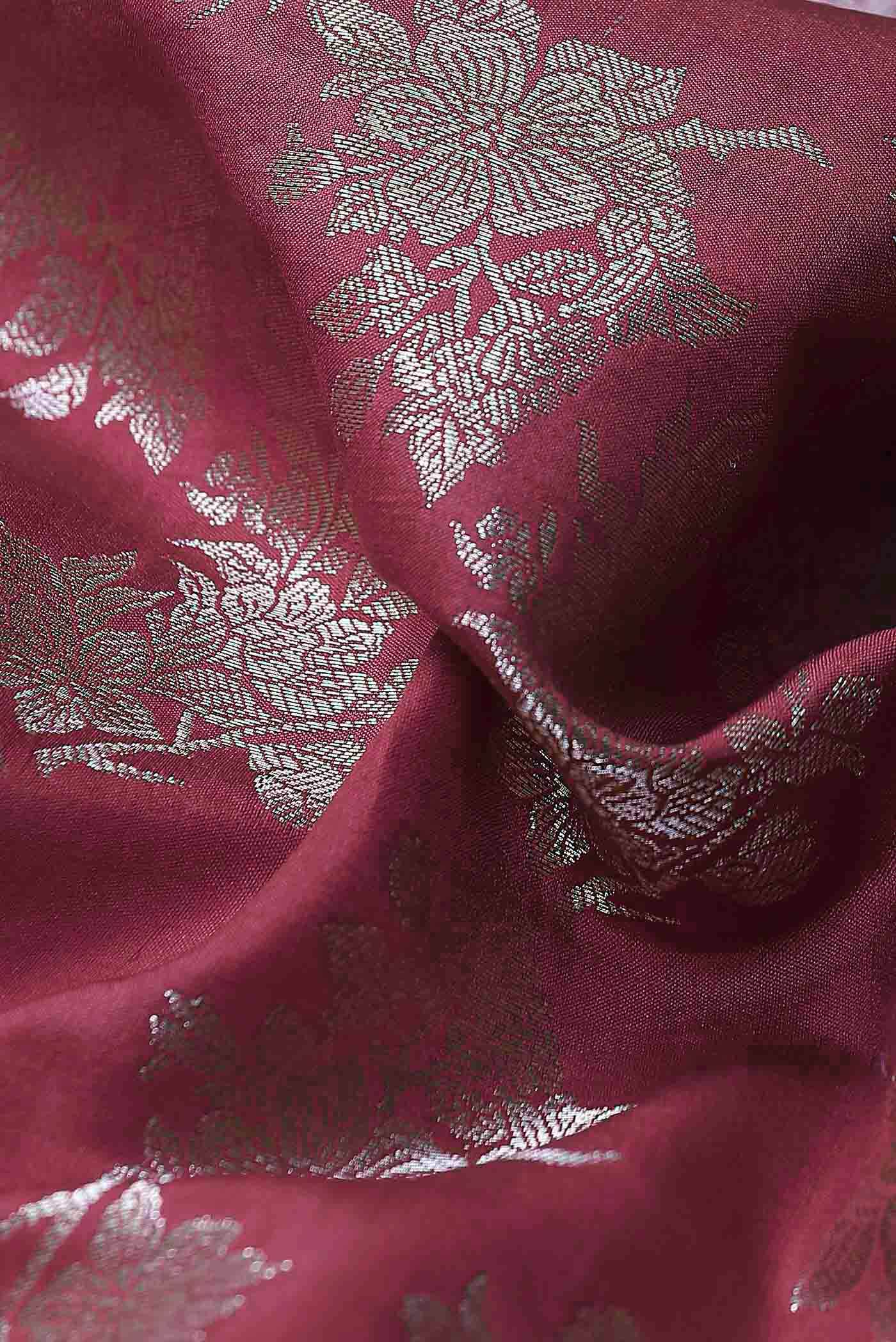 Maroon Banarasi Raw Silk Saree