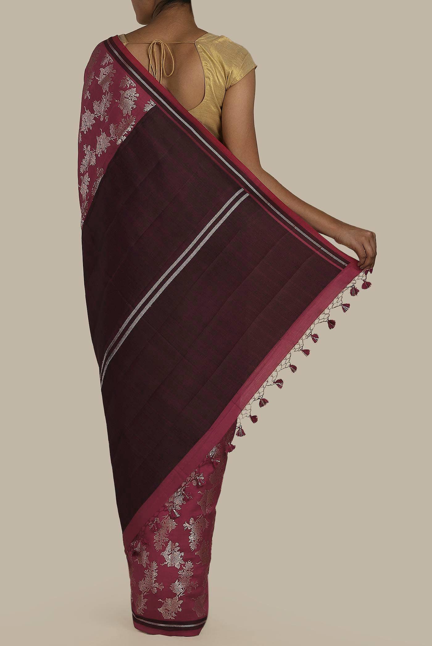 Maroon Banarasi Raw Silk Saree