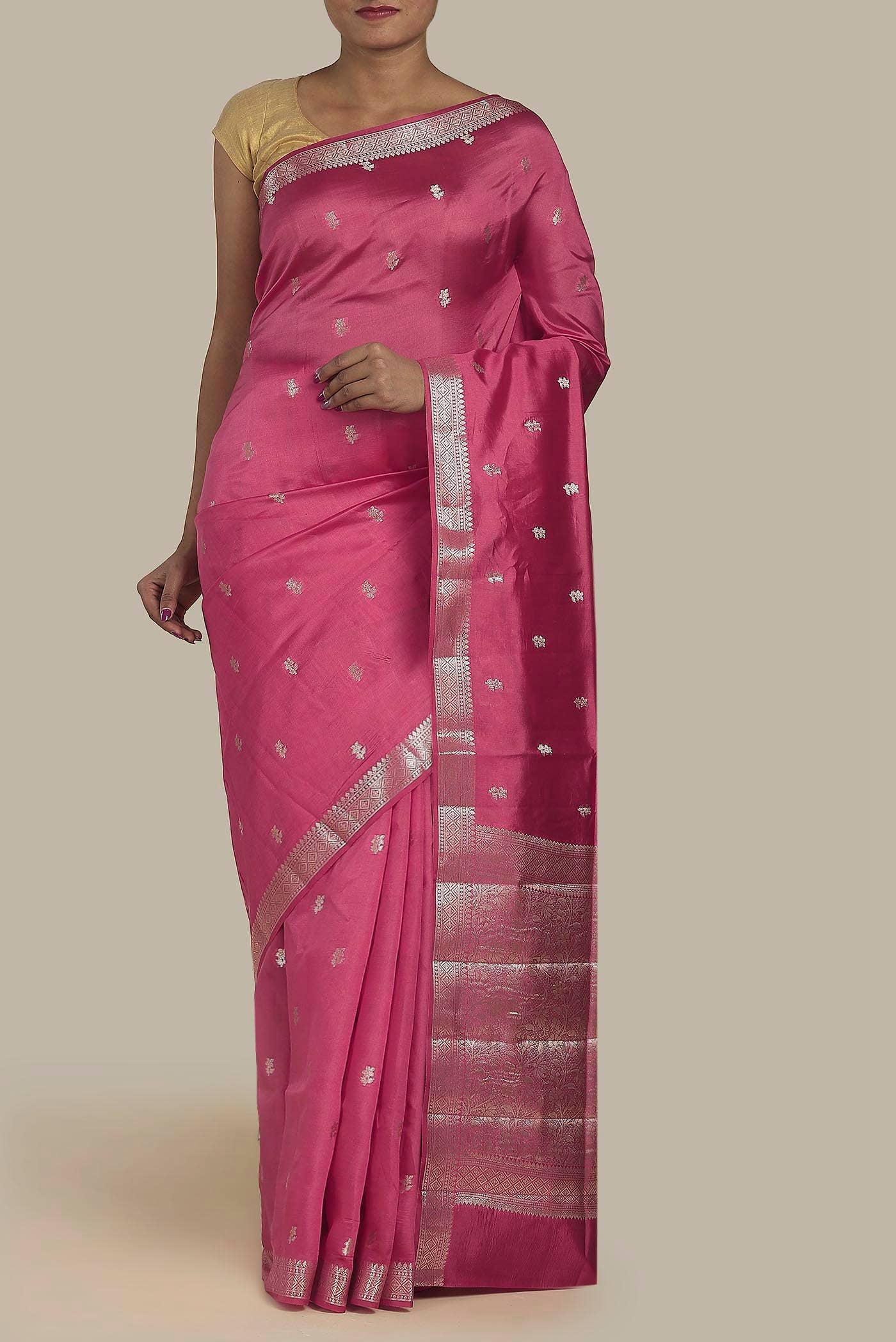 Pink Banarasi Raw Silk Saree