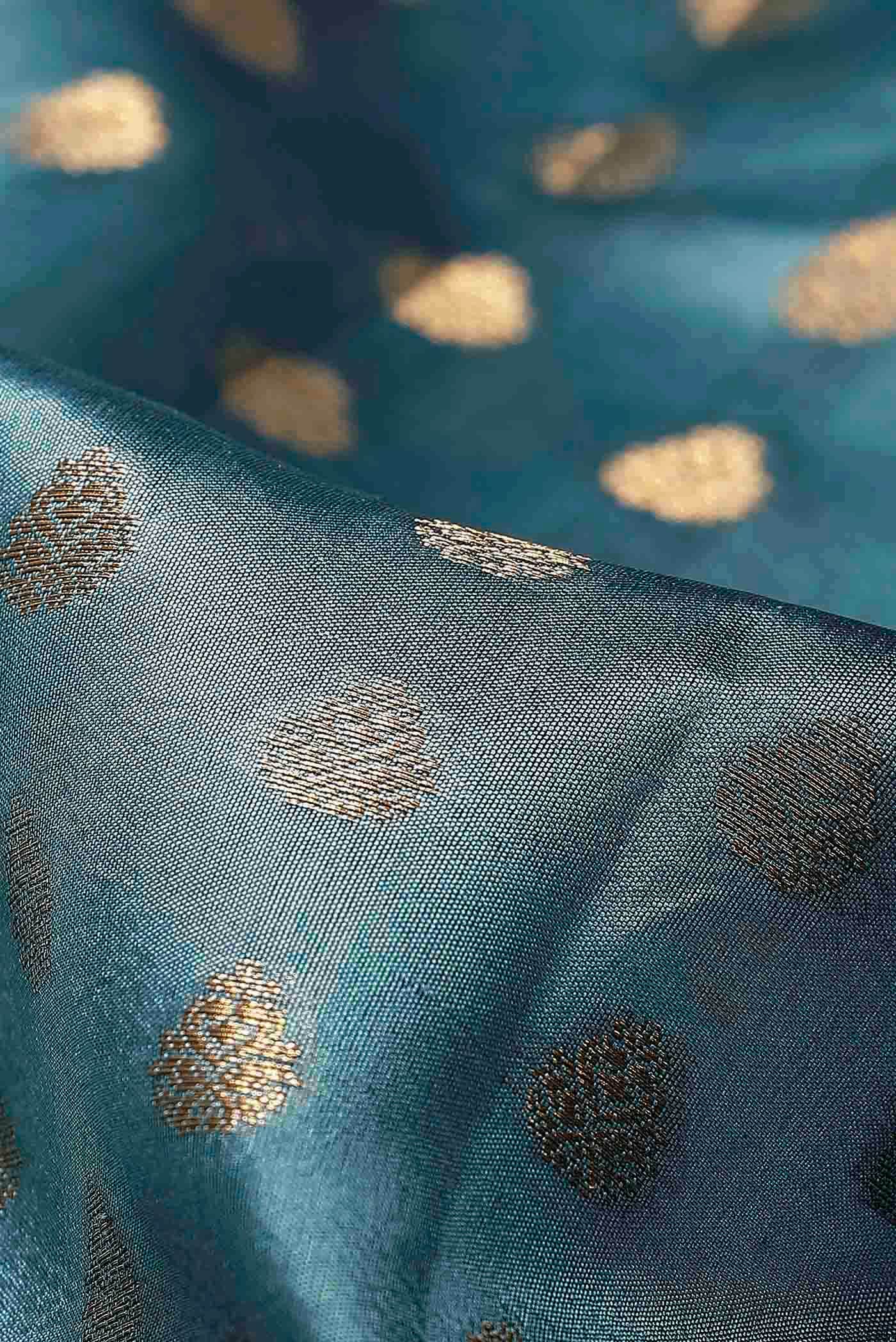 Blue Banarasi Raw Silk Saree