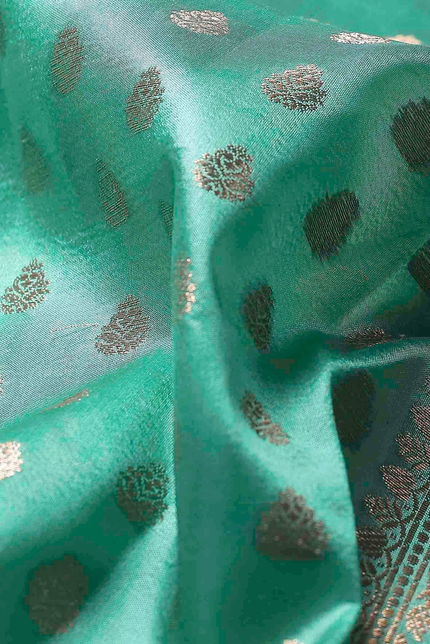 Sea Green Banarasi Raw Silk Saree