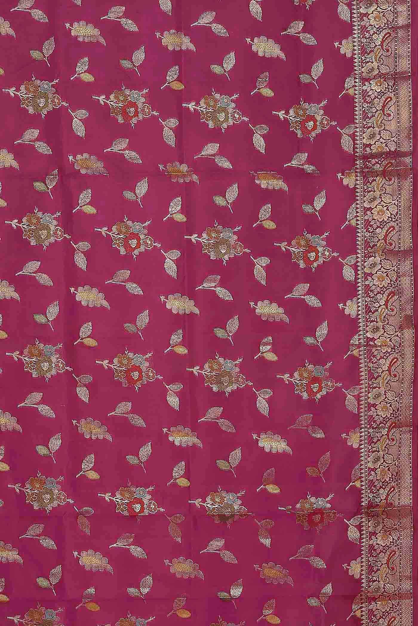 Magenta Banarasi Raw Silk Saree