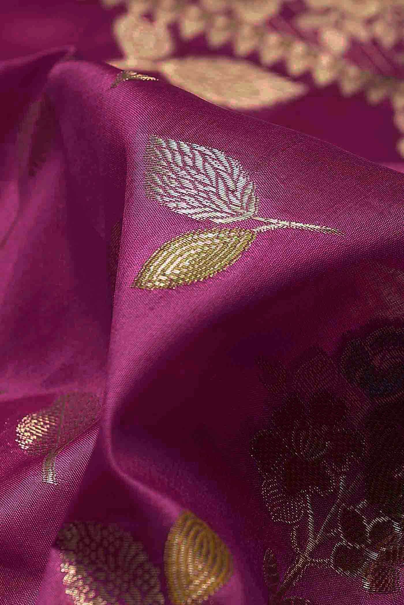 Magenta Banarasi Raw Silk Saree