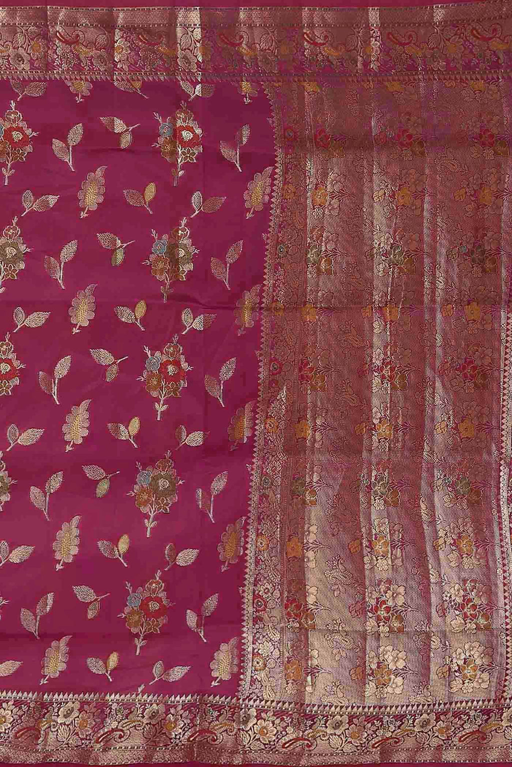 Magenta Banarasi Raw Silk Saree