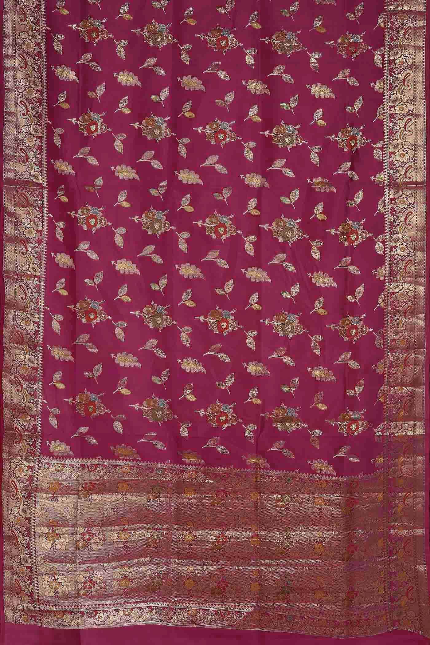 Magenta Banarasi Raw Silk Saree