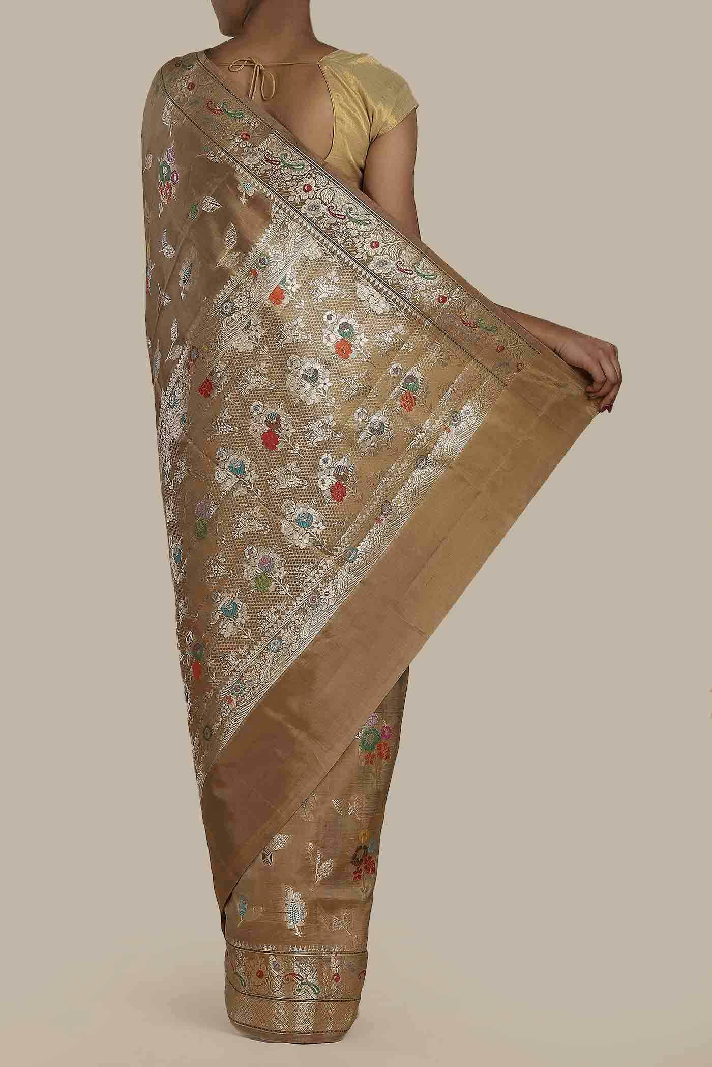 Brown Banarasi Raw Silk Saree