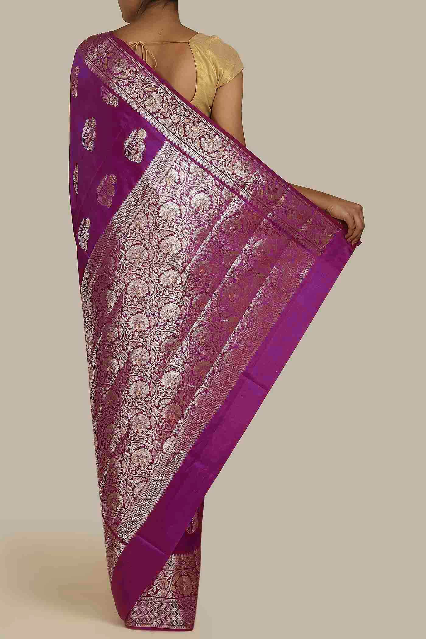 Magenta Banarasi Raw Silk Saree